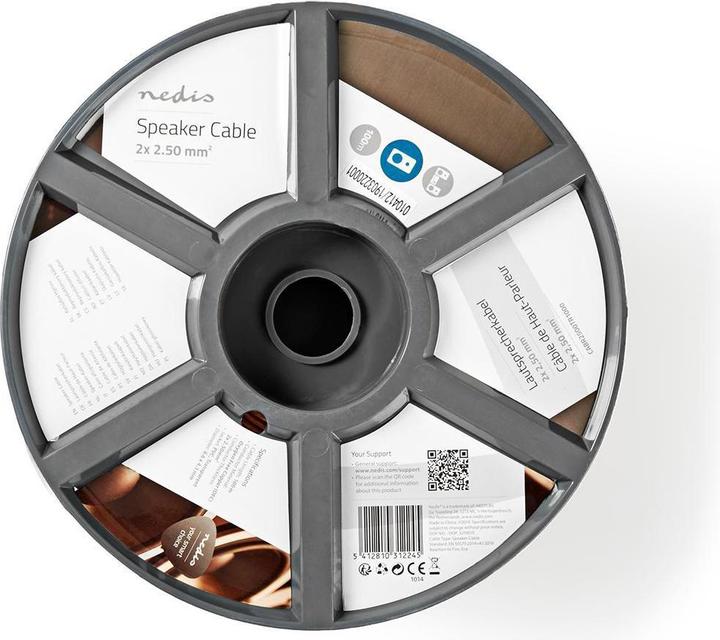 Actual product image Nedis Loudspeaker cable| 2x 2.50 mm²| Copper| 100.0 m| Round| PVC| Transparent| - Extension (100 m, 2.50 mm²)