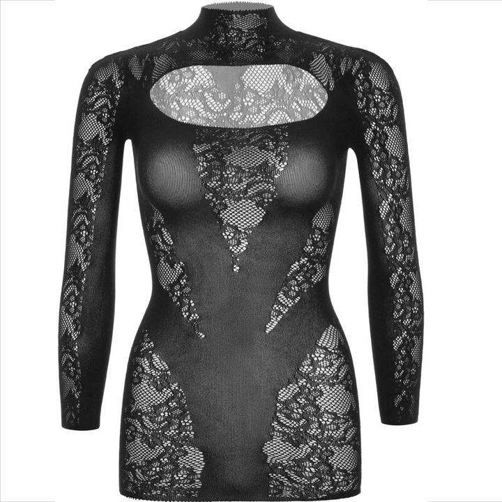 Actual product image Leg Avenue Mini Dress With Lace Long Sleeve Red (One size)