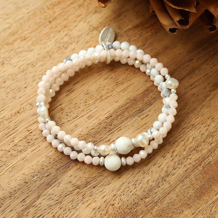 Image du produit Andreani Bracelet avec amazonite véritable (80 cm, Pierres, Nude, Verre, Marron, Métal)