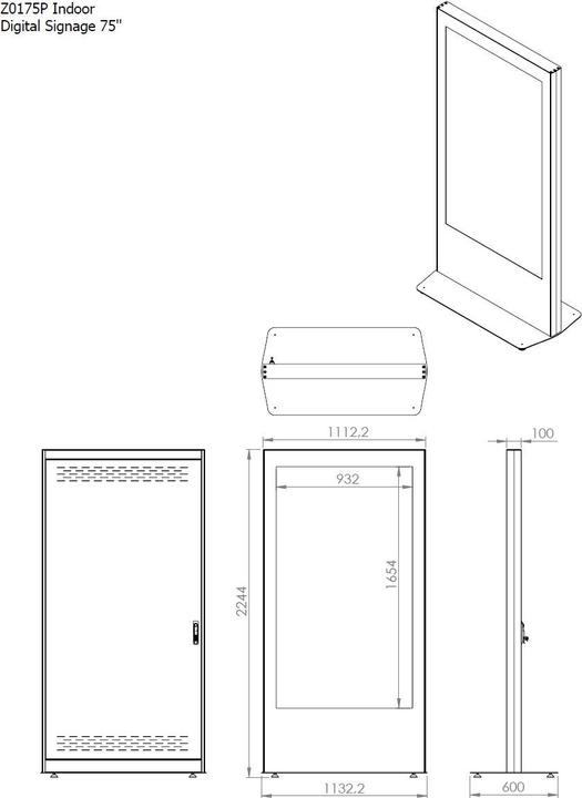 Image du produit DSS Stèle d'intérieur Portrait, écran 75", noir