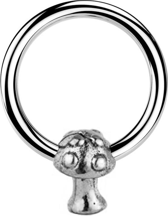 Actual product image Star Piercing Micro Closure Ring silver Mushroom silver (Brass, Surgical steel 316L)