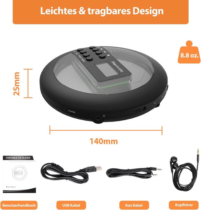 Image du produit Hernido Lecteur CD portable pour voiture