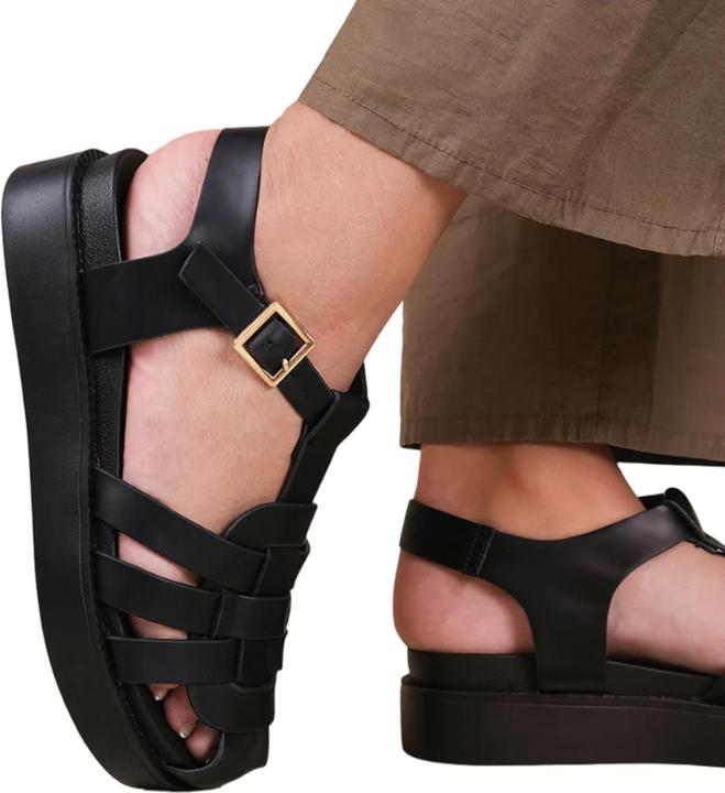 Actual product image Where's That From Womens/Ladies Louisiana Faux Leather Multi Strap Wide Sandals (41)