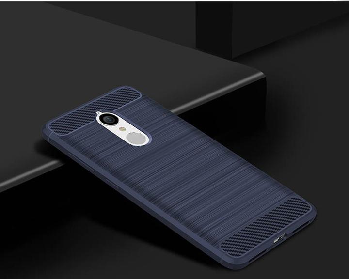 Produktbild König Design Hülle Handy Schutz für Lenovo K8 Case Cover Bumper Carbon Optik Etui TPU Blau (LG K8)
