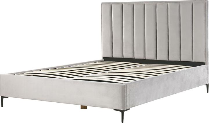 Produktbild Beliani Polsterbett Samtstoff grau mit Bettkasten hochklappbar 180 x 200 cm SEZANNE (180 x 200 cm)