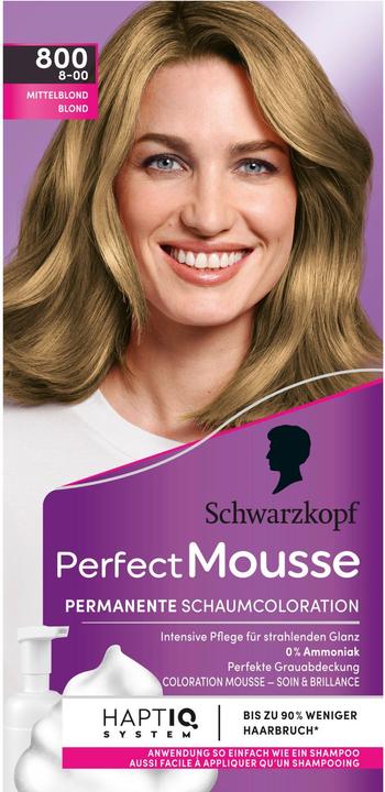 Actual product image Schwarzkopf Perfect Mousse 800 mittelblond (800 Medium blond)