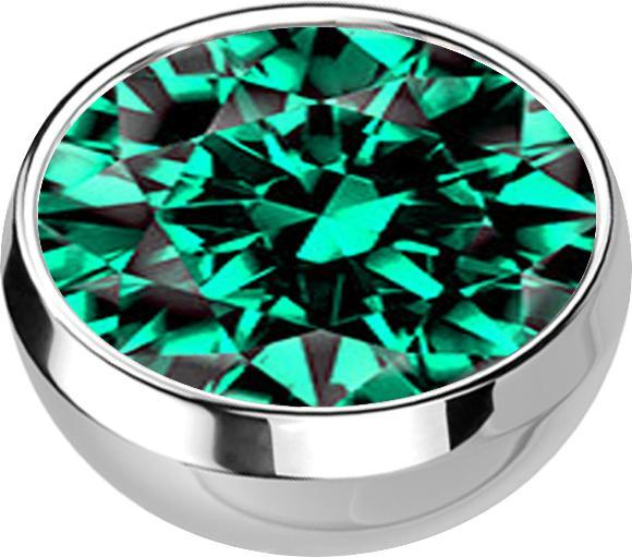 Produktbild Star Piercing Micro Halbkugel silber mit Kristall türkis (ohne Messing, Chirurgenstahl 316L)