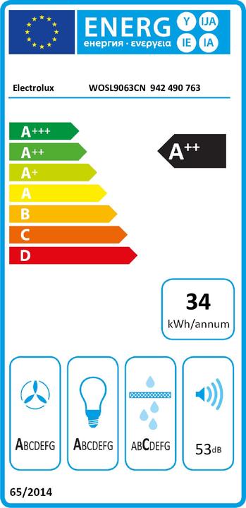 Label énergétique Electrolux WOSL9063CN (Hotte murale)
