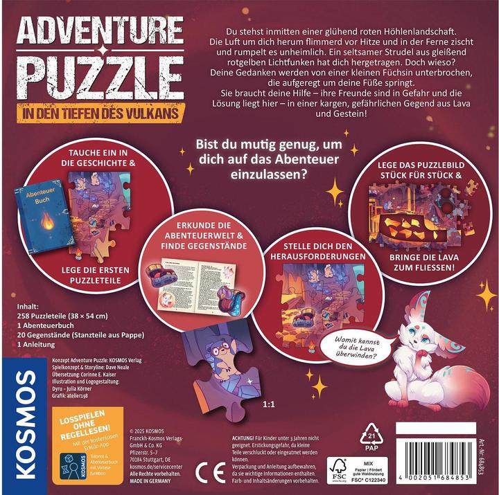 Productafbeelding Kosmos Adventure Puzzle: In den Tiefen des Vulkans (258 onderdelen)