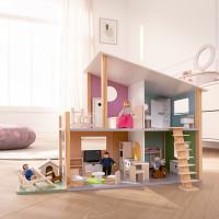 Image du produit Howa Maison de poupées "Nelly" avec 23 pièces de mobilier, 4 poupées et un chien