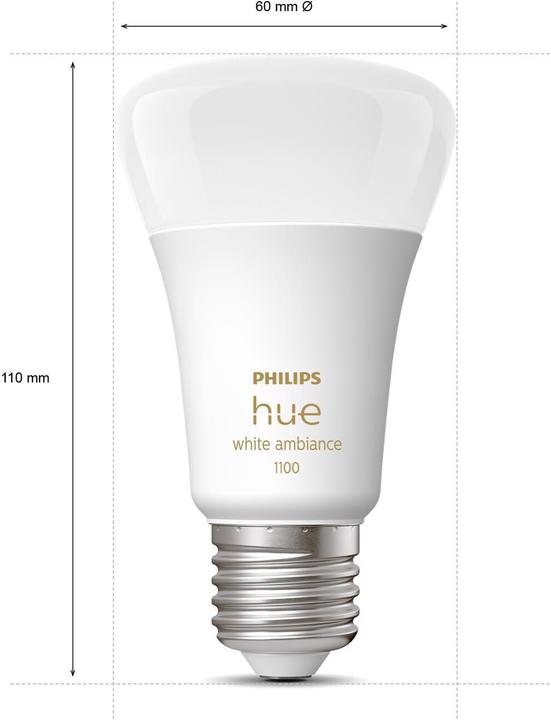 Actual product image Philips Hue White Ambiance (E27, 11 W, 1100 lm, 2 x, F)