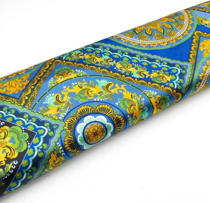Actual product image Stoffrestposten Satin - Ornaments Patchwork Green - Minimum quantity: 1 metre