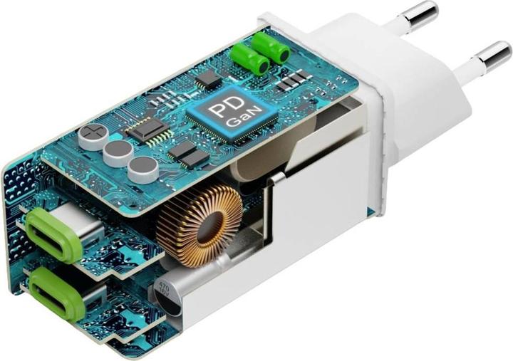 Produktbild Hama Schnellladegerät, GaN, 2x USB-C, PD/Qualcomm®, Mini-Ladegerät, 65 W, Weiss (65 W)