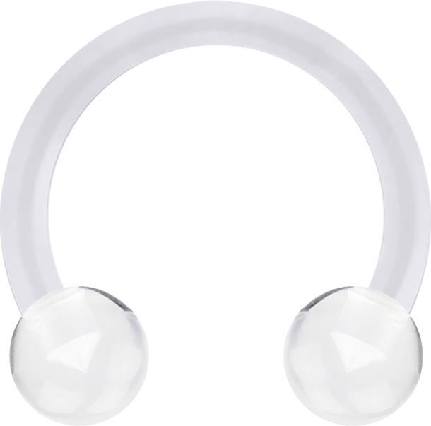 Actual product image Star Piercing Micro Circular Barbell transparent with two balls (Acrylic, without brass)