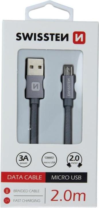 Actual product image Swissten Data cable Textile USB / Micro-USB 2.0 M (2 m)