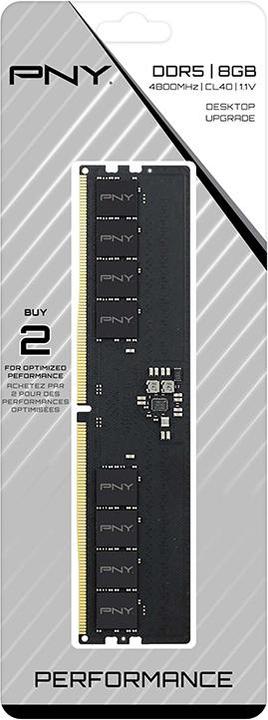 Image du produit PNY MD8GSD54800-TB, 8 Go, 1 x 8 Go, DDR5, 4800 MHz (1 x 8GB, 4800 MHz, RAM DDR5, DIMM)