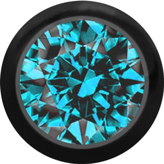 Produktbild Star Piercing Kugel schwarz mit Kristall aqua (Chirurgenstahl 316Lohne Messing, ohne MessingChirurgenstahl 316L)