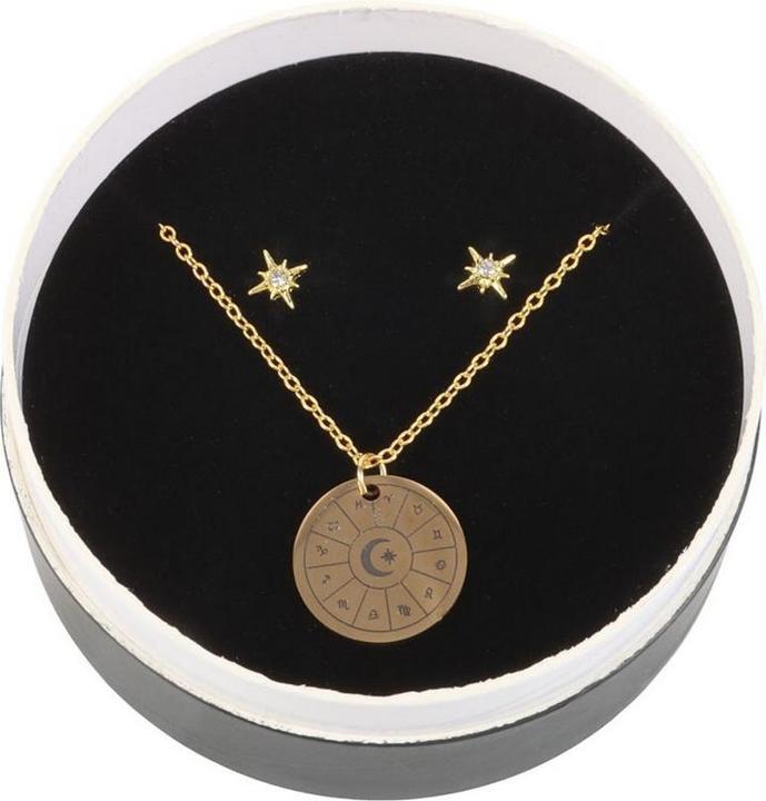 Actual product image Something Different Astrology Wheel Earring & Necklace Set (Nickel-free)