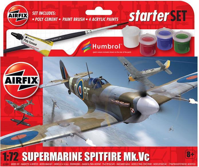 Produktbild Airfix Bausatz Anfänger Set Supermarine Spitfire MkVc 1:72