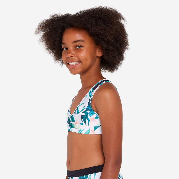 Image du produit Olaian Haut de maillot de bain triangle fleuri surf Fille - Lily blanc (140)