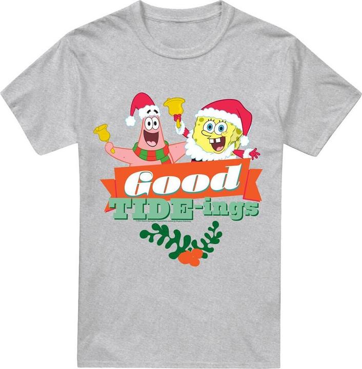 Immagine prodotto Spongebob Squarepants Good Tide-ings Maglietta Natale Patrick Star (Patrick Stella) Babbo Natale Uomo (S)