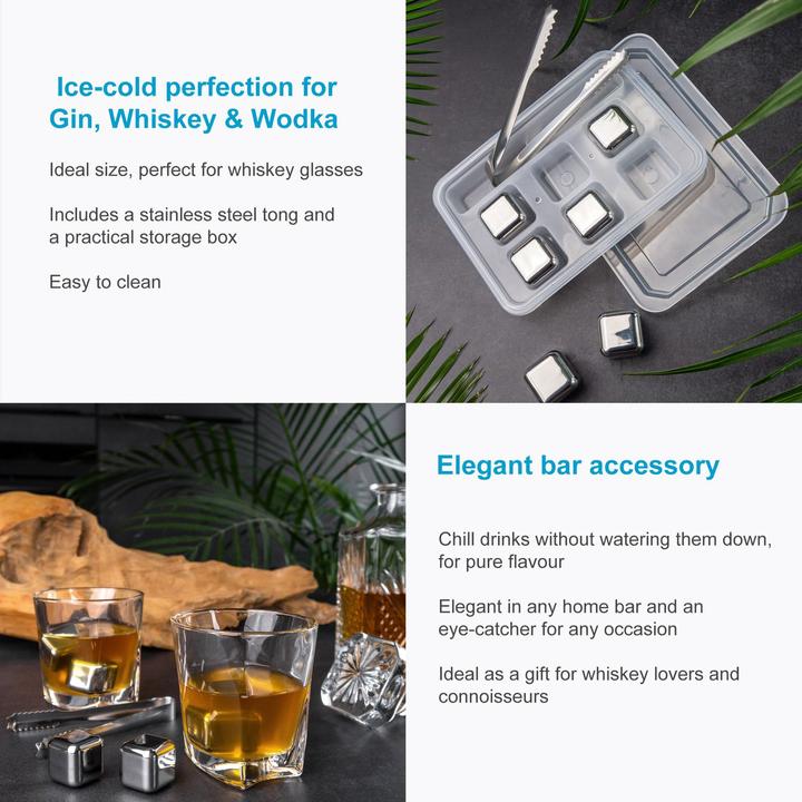 Produktbild Intirilife 6x Whiskey Steine in SILBER (Whisky Steine)