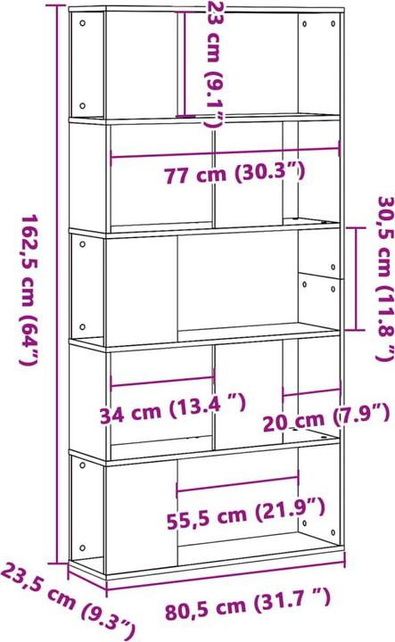 Nutritional values and ingredients VidaXL Bookshelf (80.5 x 23.5 x 162.5 cm)