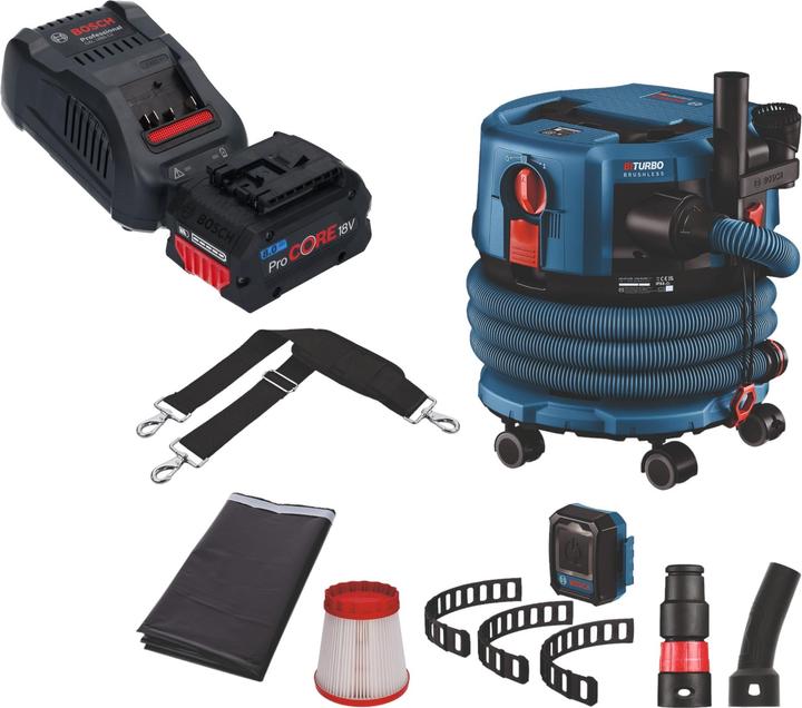 Immagine prodotto Bosch Professional Bosch GAS 18V-12 MC Aspirapolvere professionale a batteria BITURBO Brushless + 1x batteria ProCore (Aspirapolvere a umido e a secco)