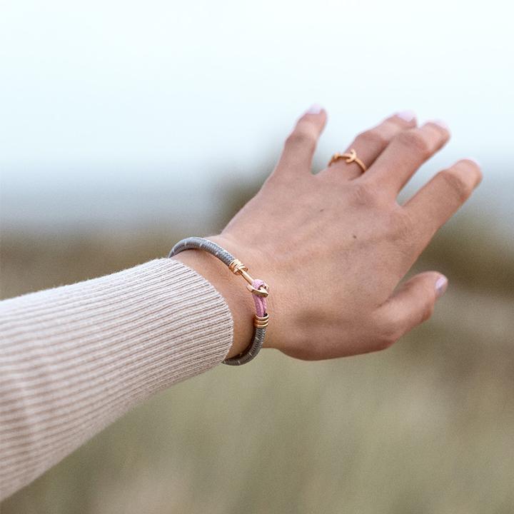 Produktbild Paul Hewitt Anchor Bracelet Phrep Lite Rose Gold Nylon Grey White Light Pink M (18 cm, Edelstahl, Nylon)