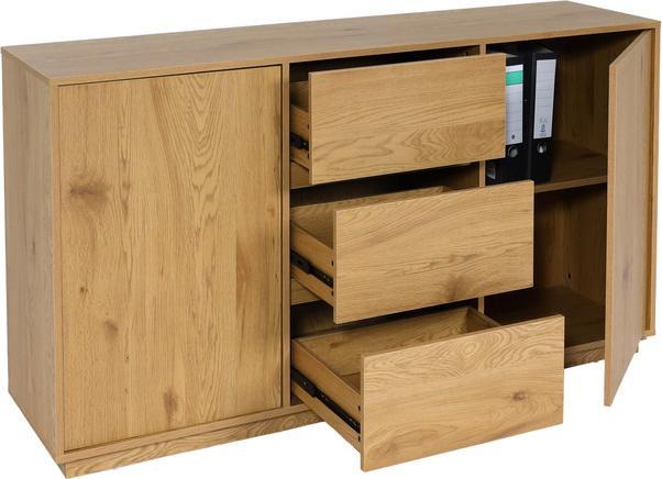 Produktbild Swisshandel24 Sideboard HWC-J78, Kommode Schrank Highboard Schublade, MDF Soft-Close 86x160x40cm Eiche-Optik (86 x 160 x 40 cm)