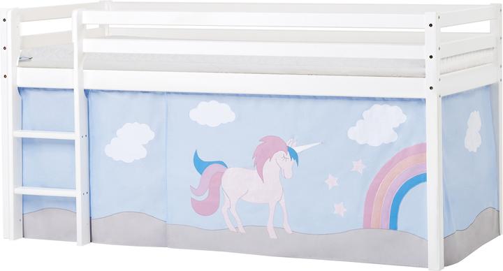 Immagine prodotto Hoppekids BUNDLE BASIC letto a soppalco 90x200 cm (non divisibile) con tenda UNICORN e materasso ECO Dream (90 x 200 cm)