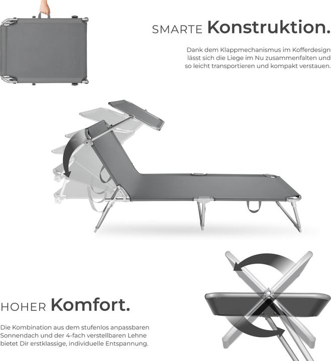 Actual product image tectake Sun lounger with sun shade (190 cm)
