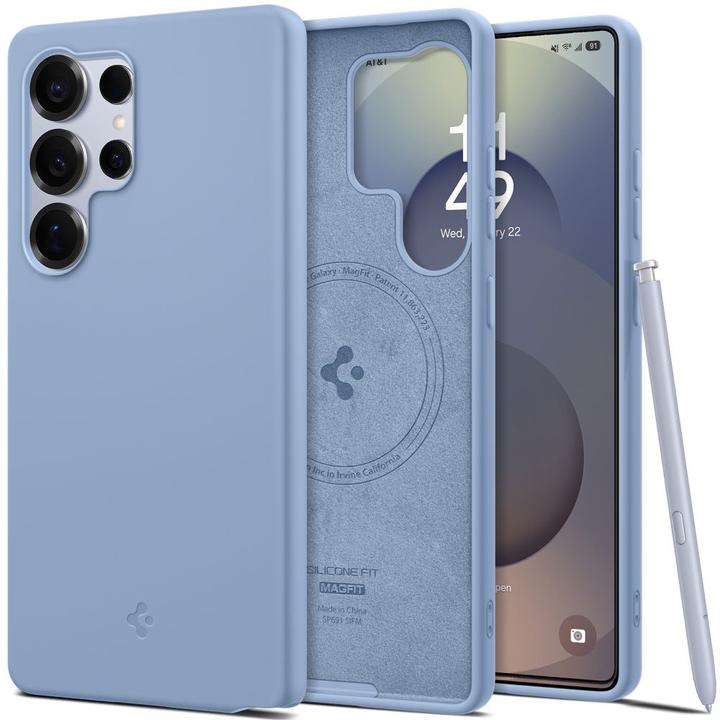 Produktbild Spigen Silicone Fit Mag Hülle für Samsung Galaxy S25 Ultra – blau (Samsung Galaxy S25 Ultra)