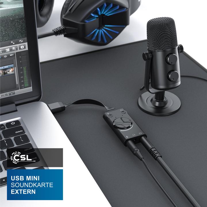 Produktbild CSL USB Soundkarte Surround Sound, mini externe USB Soundkarte mit Lautstärkenregelung (USB 2.0)