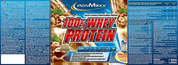 Actual product image IronMaxx 100% Whey Protein (900g can) (Hazelnut, 1 pcs., 900 g)