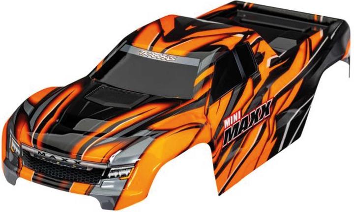 Traxxas Karosserie orange mit Aufkleber & Clipless: Mini-Maxx