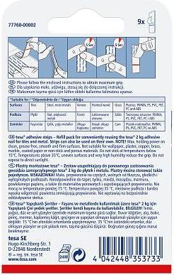 Produktbild tesa Powerstrips für Fliesen & Metall, 2kg Halteleistung, 9x doppelseitige Klebestreifen