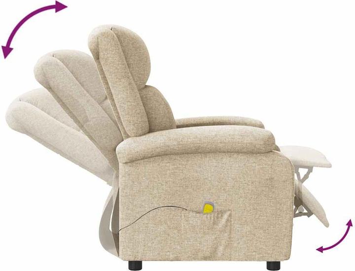 Immagine prodotto VidaXL Poltrona massaggiante Poltrona TV Poltrona relax Poltrona reclinabile Tessuto crema