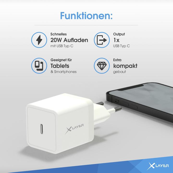 Produktbild Xlayer Typ-C (USB-C) Single Charger PD 20W White (20 W)