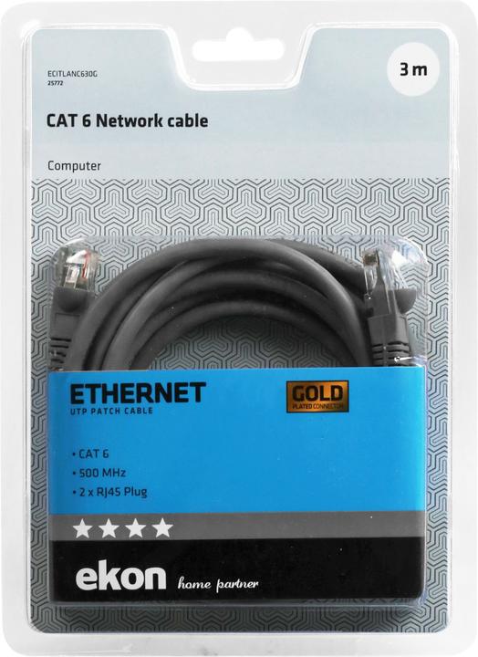 Produktbild Ekon Cat 6 network cable (U/UTP, CAT6, 3 m)