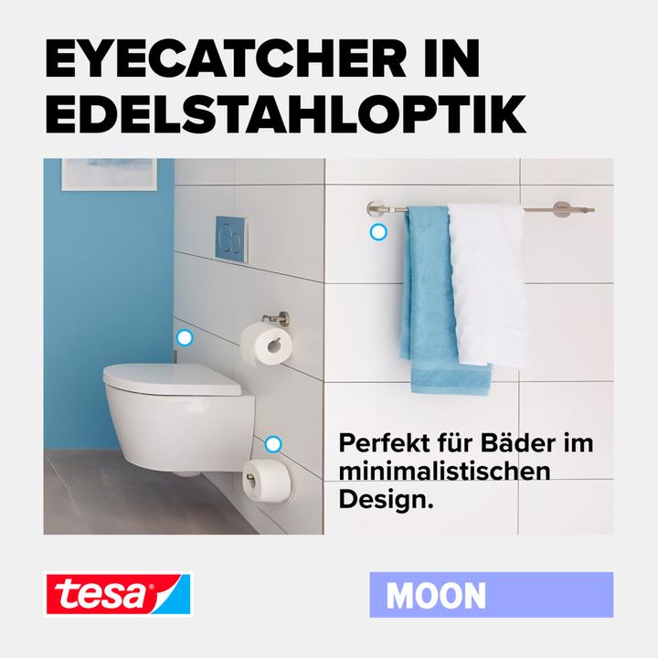 Image du produit tesa MOON Support de rouleau de papier toilette avec solution adhésive sans perçage