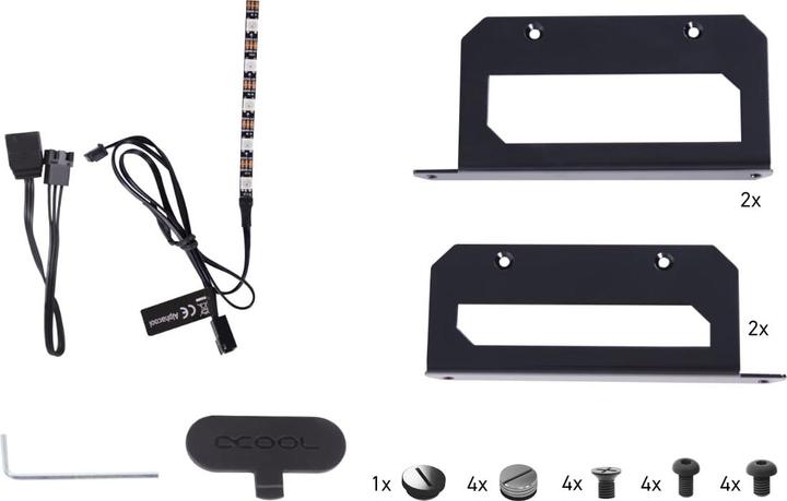 Actual product image Alphacool Rise Flat Reservoir DDC expansion tank with pump