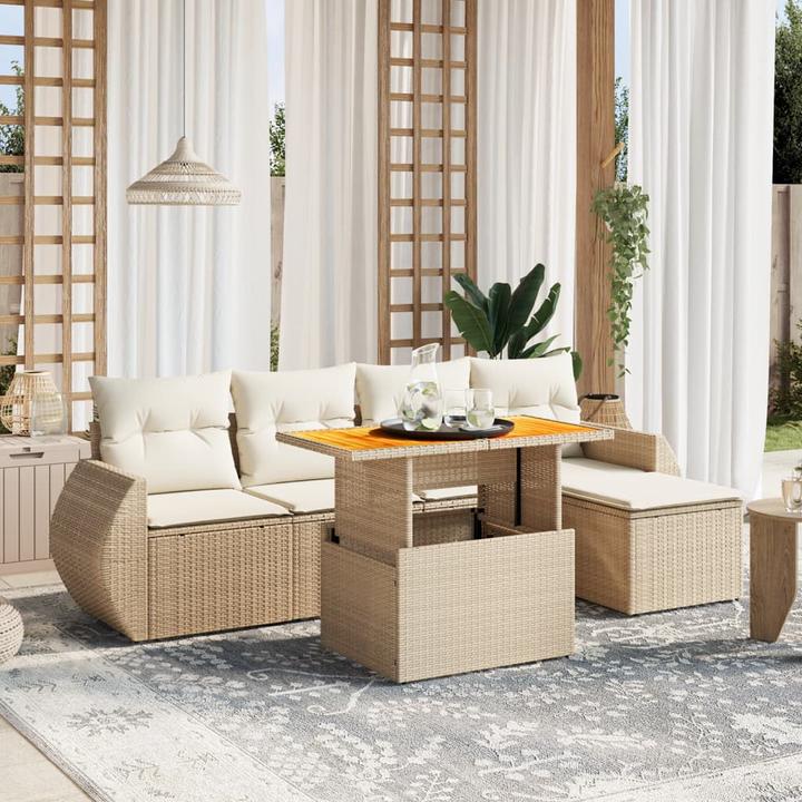 Produktbild VidaXL Gartenmöbel Sofa Garnitur Gartengarnitur Garten Sitzgruppe 6-tlg. Beige