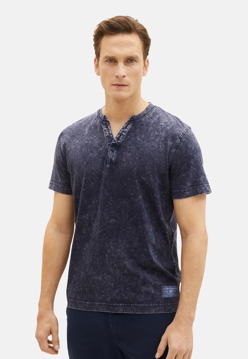 Actual product image Tom Tailor T-Shirt Kurzarmshirt mit Henley-Ausschnitt und ausgewaschener Optik (L)
