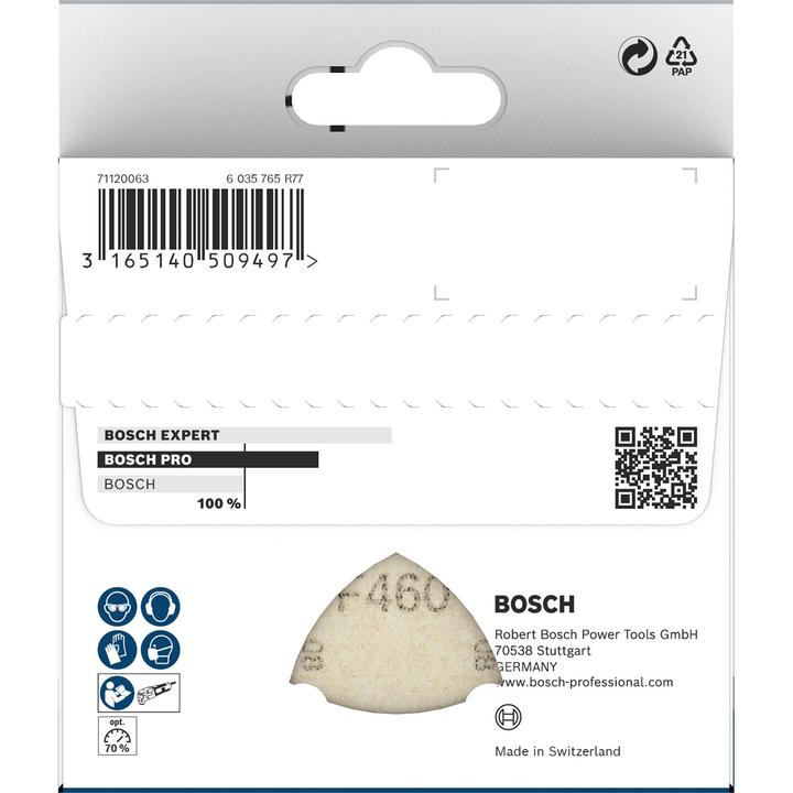Actual product image Bosch Zubehör PRO F460 sanding sheet, 93 x 93 mm, G60, G80, G120, G180, G240, 5 pcs. (60, 80, 100, 120, 180)