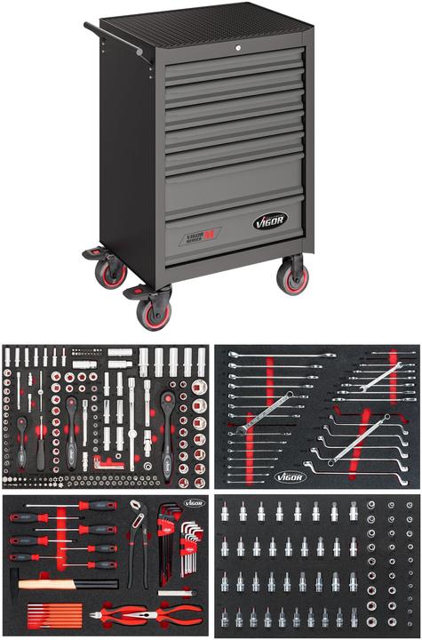 Actual product image Vigor Workshop trolley with set ""Black Edition II"" V2712N Overall length: 677 mm No. of tools: (228 x)