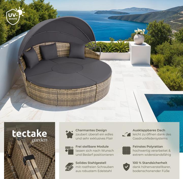 Image du produit tectake Bain de soleil rond modulable SANTORIN