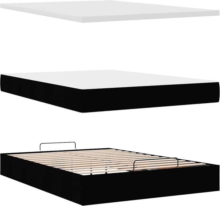 Produktbild VidaXL Ottoman-Bett mit Matratze Schwarz 140x200 cm Stoff (140 x 200 cm)