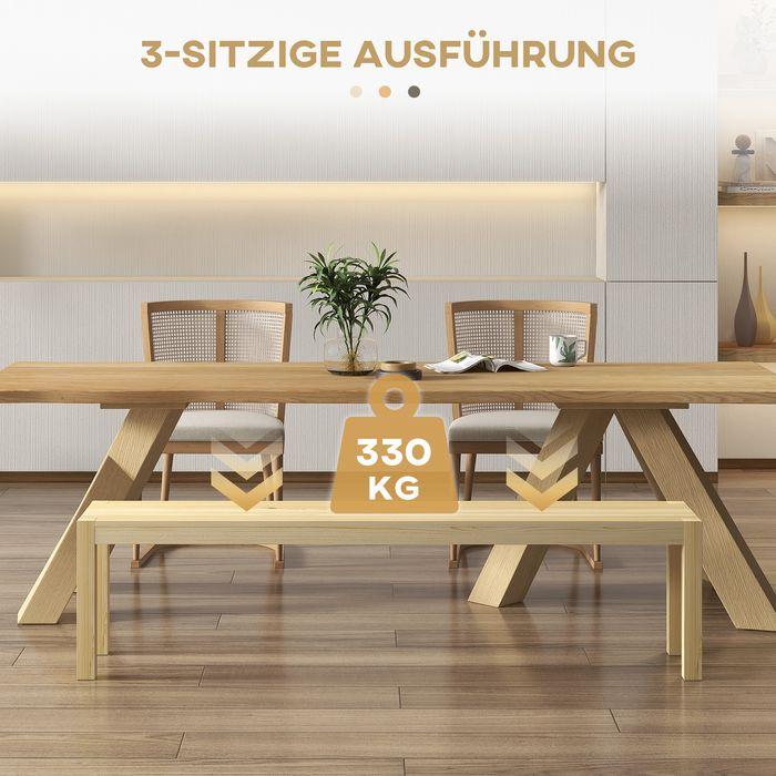 Actual product image Swisshandel24 3-seater wooden bench country-style, kitchen bench, up to 330kg, pine, natural (33 cm)