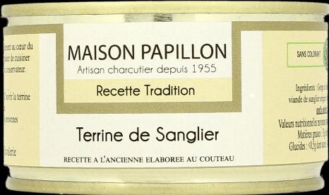 Nutritional values and ingredients Maison Papillon Wild boar terrine (130 g)